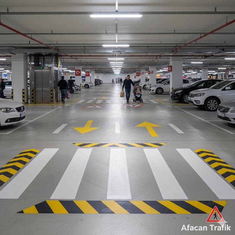 Alışveriş Merkezi veya Otopark Yönlendirme Çizgileri
