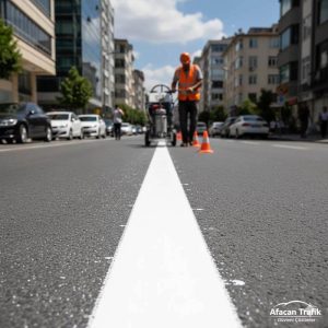 Şehir İçi Yolda Soğuk Boya Uygulaması
