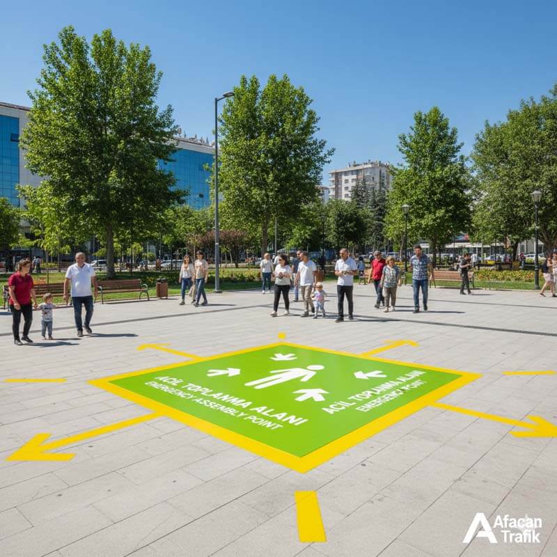 şehir merkezindeki bir acil toplanma alan